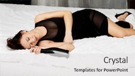  Presentation with drug abuse - Audience pleasing slide set consisting of drug abuse - drunk woman sleeping on bed backdrop and a white colored foreground