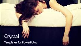  Presentation with doctor helps to get out of bed an elderly woman - Presentation design with drug abuse - drunk woman sleeping on bed background and a navy blue colored foreground