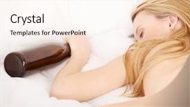  Presentation with drug abuse - Colorful theme enhanced with drug abuse - drunk young topless woman sleeping backdrop and a cream colored foreground