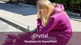  Presentation with alcohol abuse - Theme consisting of drug abuse - drunk young woman with bottle background and a violet colored foreground