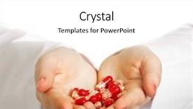  Presentation with pills - Presentation having drug abuse - female doctor holding many pills background and a white colored foreground