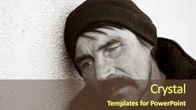  Presentation with depression drug - Amazing PPT theme having drug abuse - homeless in depression backdrop and a tawny brown colored foreground