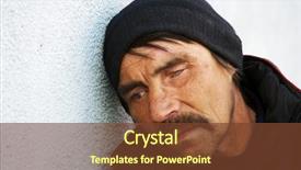  Presentation with depression drug - Presentation theme enhanced with drug abuse - homeless man in depression background and a tawny brown colored foreground