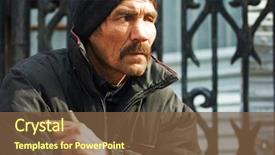  Presentation with homeless - Amazing slides having drug abuse - homeless man backdrop and a tawny brown colored foreground