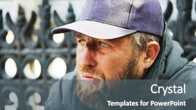  Presentation with homeless - Slides with drug abuse - homeless man background and a gray colored foreground