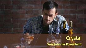  Presentation with alcoholism - PPT layouts consisting of drug abuse - man drinking whiskey and smoking background and a tawny brown colored foreground