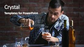  Presentation with whiskey - Theme having drug abuse - man sitting at table background and a dark gray colored foreground