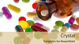  Presentation with drug abuse - Beautiful PPT layouts featuring drug abuse - many tablets photo icon backdrop and a yellow colored foreground