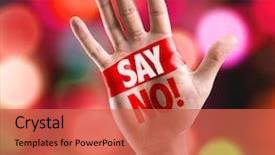  Presentation with drug abuse - Colorful PPT theme enhanced with drug abuse - open hand raised backdrop and a red colored foreground