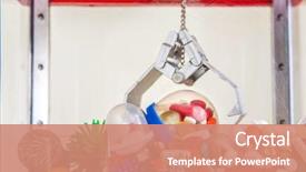  Presentation with arcade game - PPT layouts consisting of drug abuse - pill dispenser claw arcade game background and a coral colored foreground