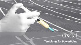  Presentation with scientist - Amazing slide set having drug abuse - scientist's hand in glove backdrop and a gray colored foreground