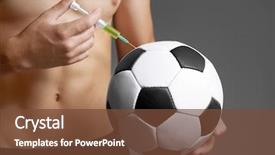  Presentation with 8 ball billiards - Beautiful PPT layouts featuring drug abuse - sportsman injecting ball with steroids backdrop and a tawny brown colored foreground