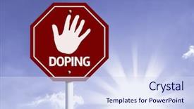  Presentation with stop - Presentation with drug abuse - stop doping red sign background and a sky blue colored foreground