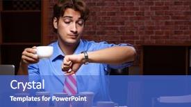  Presentation with coffee - Beautiful slides featuring drug abuse - young employee drinking coffee working backdrop and a cobalt blue colored foreground