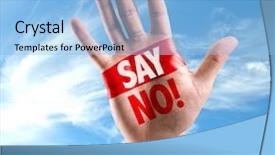  Presentation with drug abuse - Presentation theme having drug abuse business - open hand raised background and a light blue colored foreground