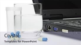  Presentation with abuse - Audience pleasing PPT layouts consisting of drug abuse business - pills and glass of water backdrop and a light blue colored foreground