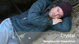  Presentation with homeless families - Audience pleasing presentation theme consisting of drug alcohol abuse - homeless man lying backdrop and a gray colored foreground