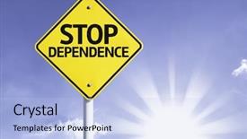  Presentation with road stop sign - Cool new presentation theme with drug alcohol abuse - stop dependence road sign backdrop and a light blue colored foreground