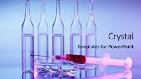  Presentation with ampoule - PPT theme featuring drug ampuoles - ampoule and syringe macro still background and a light blue colored foreground