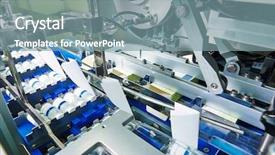  Presentation with drug pharmacy - Presentation theme featuring drug ampuoles - pharmaceutical packing production line conveyer background and a seafoam green colored foreground