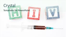  Presentation with hiv - Beautiful slide set featuring drug awareness - wood blocks in green backdrop and a sky blue colored foreground