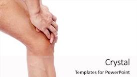  Presentation with knee pain - Theme consisting of drug bone - man holding his knee background and a white colored foreground
