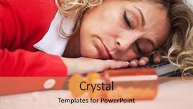  Presentation with computer - Beautiful presentation theme featuring drug companies - exhaustion - woman asleep backdrop and a coral colored foreground