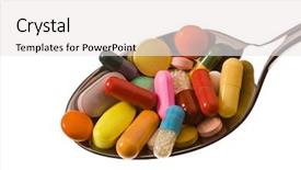  Presentation with tablets - Slides with drug companies - spoon on a lie tablets background and a white colored foreground