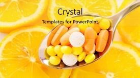  Presentation with abstract medical - PPT layouts consisting of drug companies - spoon on a lie tablets background and a yellow colored foreground