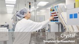  Presentation with drug pharmacy - Presentation theme enhanced with drug companies - woman worker in pharmacy company background and a gray colored foreground