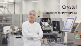  Presentation with drug pharmacy - Cool new PPT theme with drug companies - woman worker in pharmacy company backdrop and a light gray colored foreground