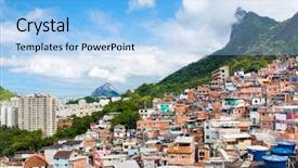  Presentation with buildings - Colorful presentation theme enhanced with horizontal progress - buildings of favela santa marta backdrop and a light blue colored foreground