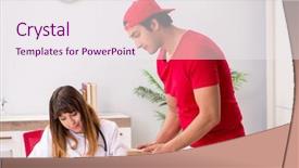  Presentation with courier - Amazing theme having drug delivery - courier delivering urgent parcel backdrop and a sky blue colored foreground