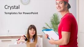  Presentation with courier firm analysis - Slides having drug delivery - courier delivering urgent parcel background and a white colored foreground