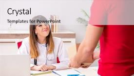  Presentation with courier - Amazing presentation theme having drug delivery - courier delivering urgent parcel backdrop and a white colored foreground