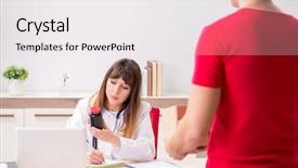  Presentation with courier - PPT layouts featuring drug delivery - courier delivering urgent parcel background and a sky blue colored foreground