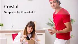  Presentation with hospital quality improvement - Cool new PPT theme with drug delivery - courier delivering urgent parcel backdrop and a white colored foreground