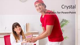  Presentation with courier - Presentation consisting of drug delivery - courier delivering urgent parcel background and a lemonade colored foreground