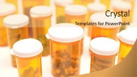  Presentation with bottles - PPT theme featuring drug designing - bottles of pills close-up background and a yellow colored foreground