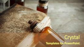  Presentation with vintage book - Theme with history pharmacy - vintage glass bottle with old background and a red colored foreground