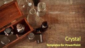  Presentation with bottles - Amazing PPT layouts having history pharmacy - vintage glass bottles closeup backdrop and a tawny brown colored foreground