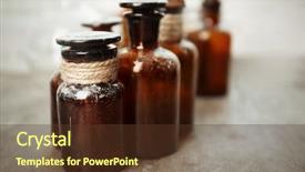 Presentation with bottles - Beautiful presentation theme featuring history pharmacy - vintage glass bottles on wooden backdrop and a tawny brown colored foreground