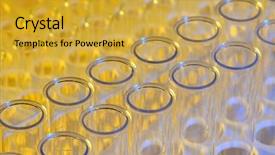  Presentation with pathology - Beautiful presentation theme featuring drug discovery - dramatically lightened test tubes backdrop and a yellow colored foreground