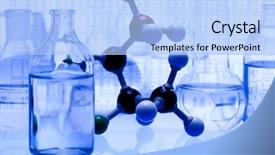  Presentation with drug discovery - Amazing PPT layouts having drug discovery - molecular construction backdrop and a light blue colored foreground