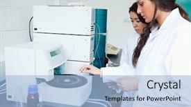  Presentation with drug discovery - PPT theme enhanced with drug discovery - students using a centrifuge background and a light blue colored foreground