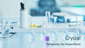  Presentation with drug discovery - Theme having drug discovery - test tubes in bright modern background and a sky blue colored foreground