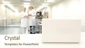  Presentation with staff - Colorful presentation theme enhanced with drug distribution - crate in front of medical backdrop and a cream colored foreground