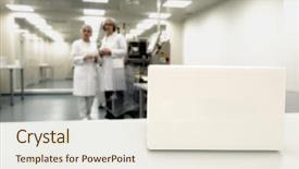  Presentation with staff - Presentation theme featuring drug distribution - crate in front of medical background and a sky blue colored foreground