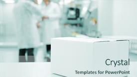  Presentation with production line - Colorful presentation theme enhanced with drug distribution - white box at automated production backdrop and a sky blue colored foreground