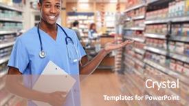  Presentation with doctor african - PPT layouts enhanced with drug diversion - african-american doctor pharmacist man background and a coral colored foreground